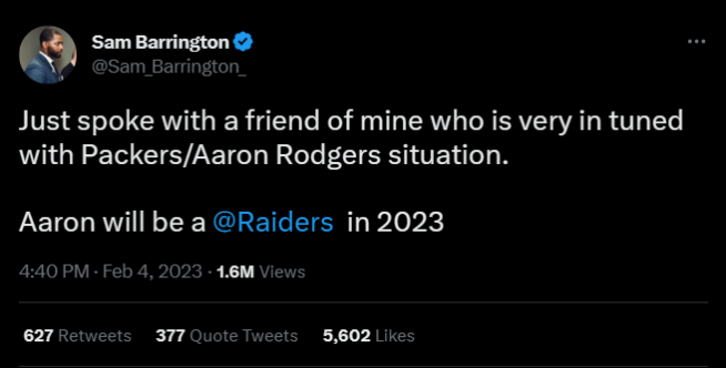 Packers QB Aaron Rodgers joining the Raiders in 2023?