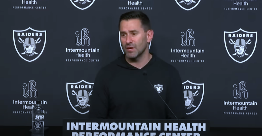 Las Vegas Raiders GM Dave Ziegler. Josh McDaniels, Josh Jacobs
