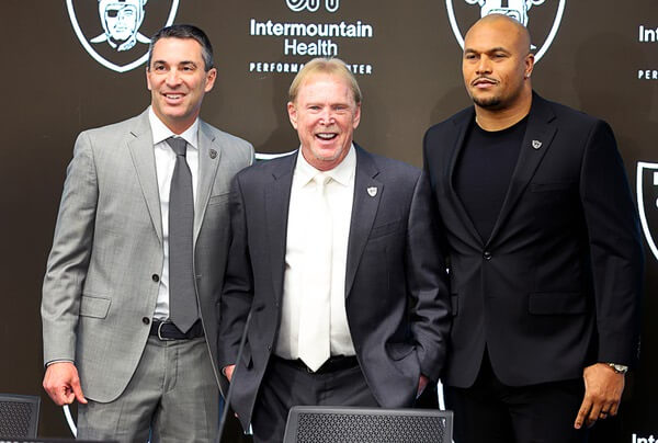 Raiders News: Tom Telesco, Antonio Pierce, and Mark Davis.