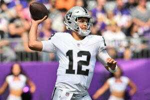 Las Vegas Raiders quarterback Aidan O'Connell, Gardner Minshew
