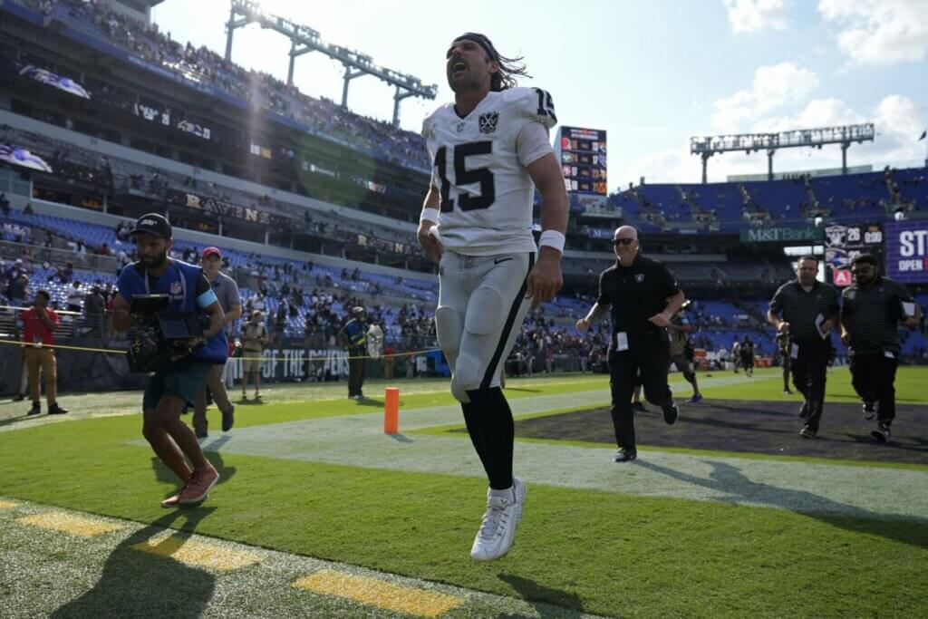 Las Vegas Raiders quarterback Gardner Minshew Aidan O'Connell