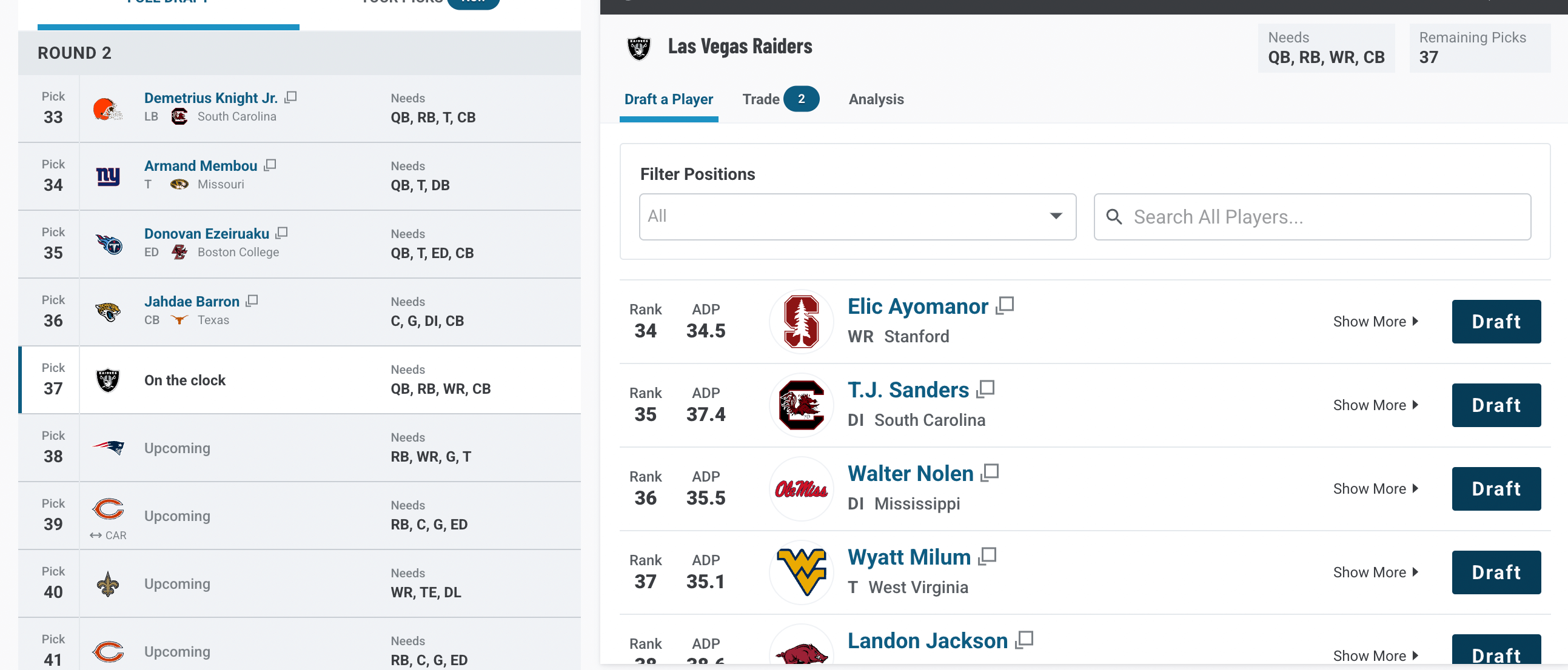 AFC West Mock Draft 1.0