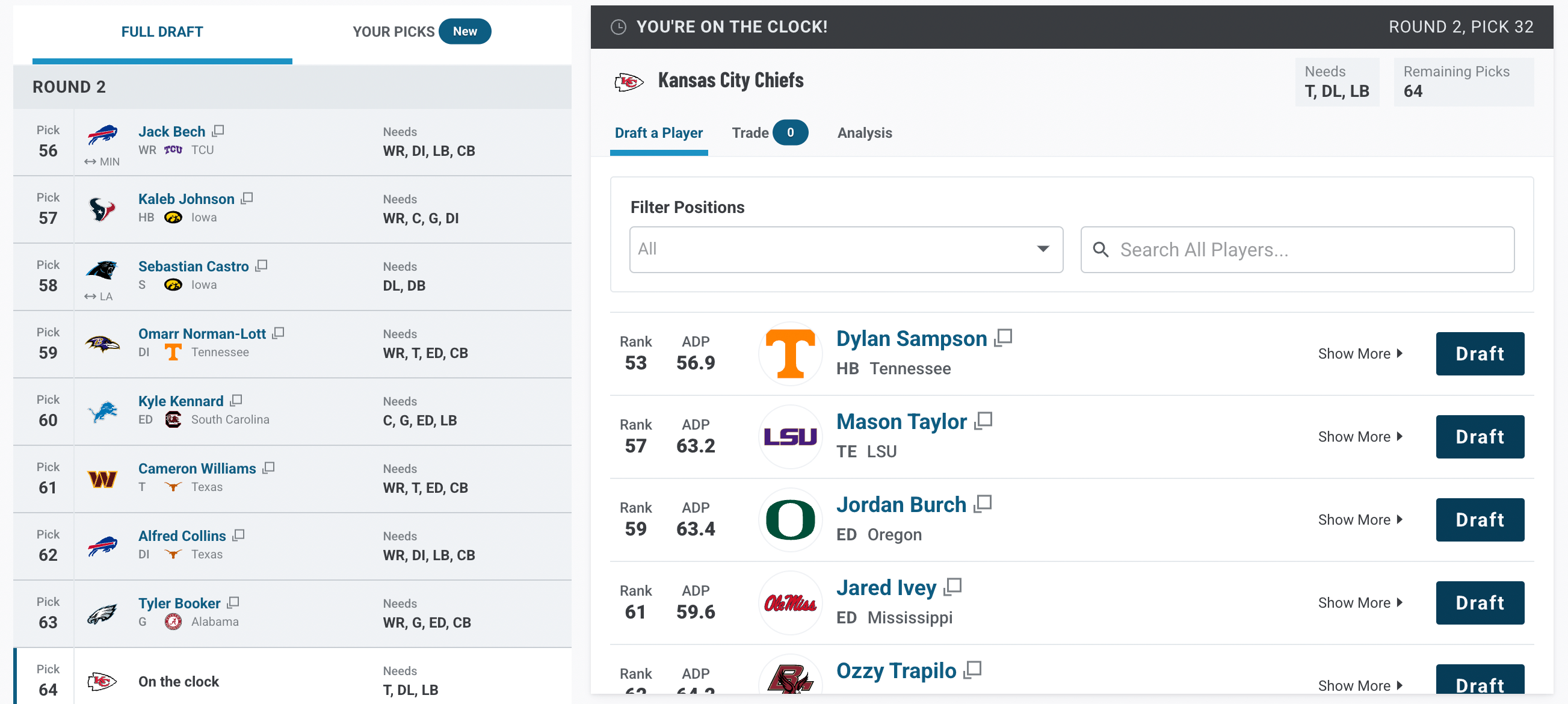 AFC West Mock Draft 1.0