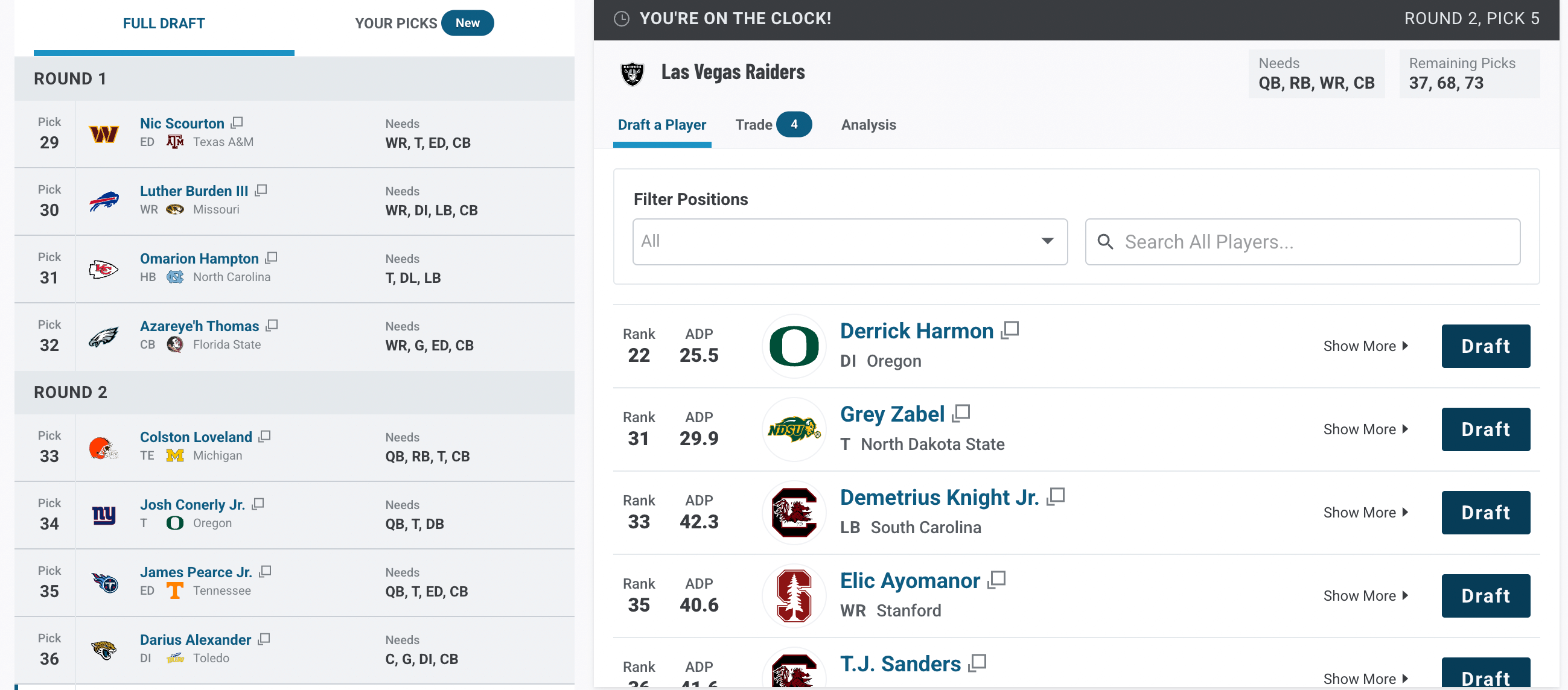 Raiders Mock Draft