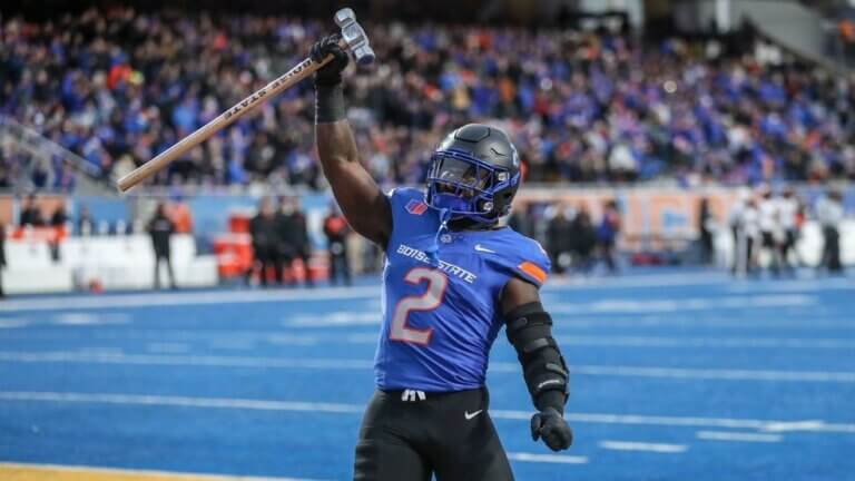 Raiders, Boise State RB Ashton Jeanty, GM John Spytek