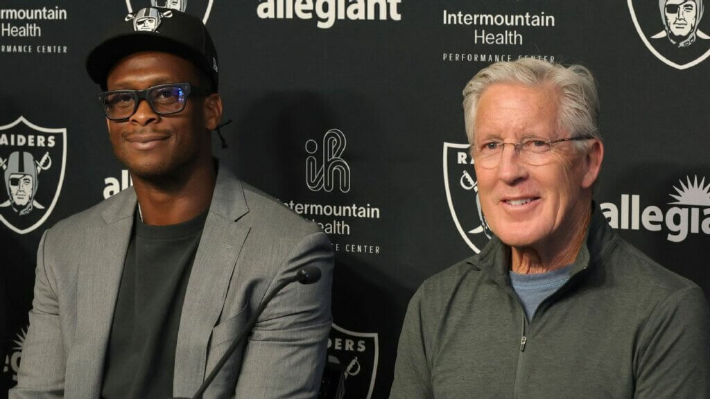Las Vegas Raiders quarterback Geno Smith, Pete Carroll